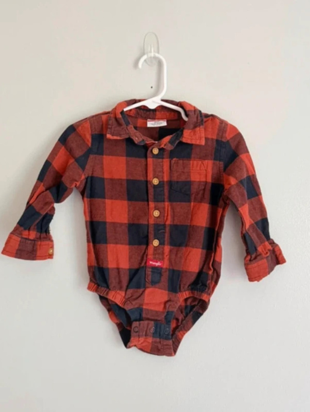 Wrangler Buffalo Plaid Long Sleeve Bodysuit 18M
